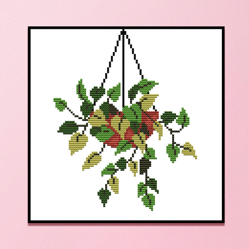 14CT Partial Cross Stitch Hanging Basket Stamped DIY Embroidery Kits Crafts