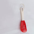 Multifunctional Spoon Potato Garlic Press Colander Cooking Tools (Red)