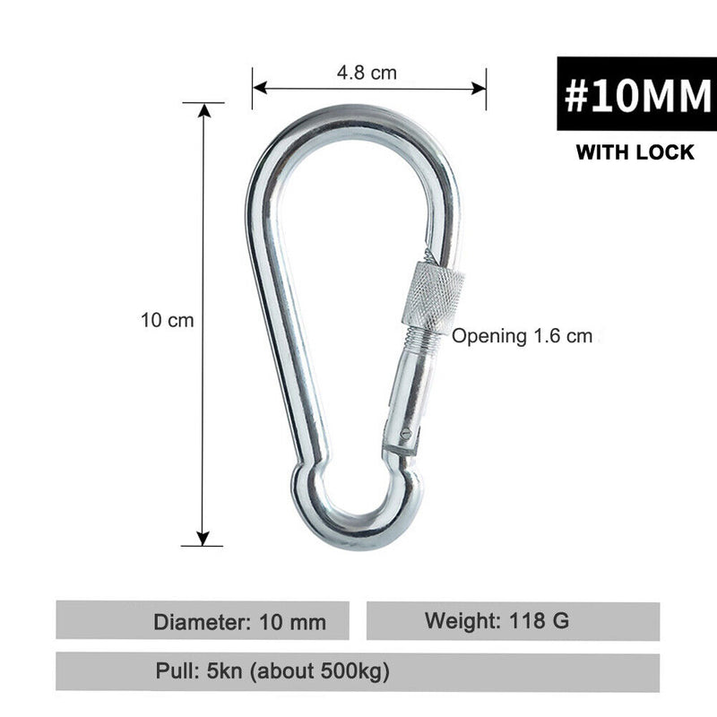 Alloy Steel Carabiner Outdoor Camp Lock Hook Buckle Climbing Tools (10mm)