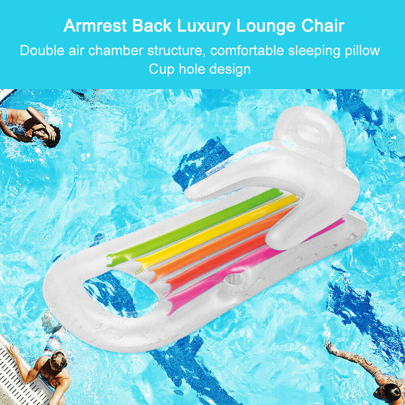 #A Swimming Pool Lounge Chair Floating Row Plastic Water Sports Air Mat Toys
