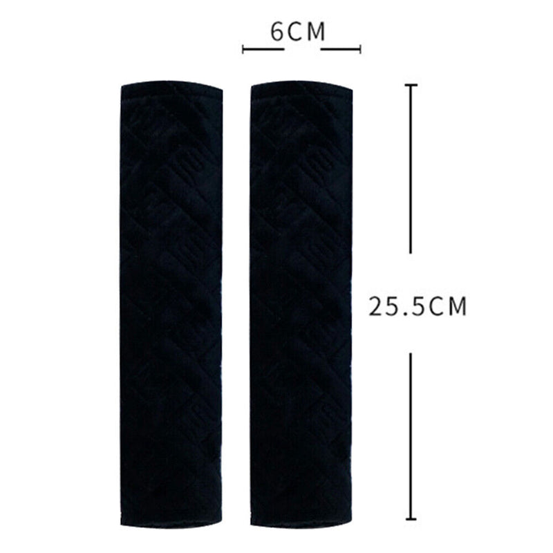 2pcs Car Seat Belt Cover Non Slip Fluffy Safety Belt Shoulder Pad (Black) Newly