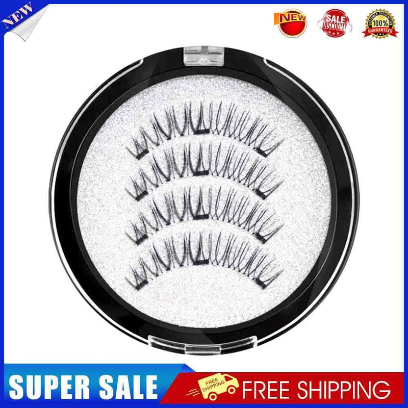4pcs Reusable False Eyelashes 6D Extended Thick Magnetic Eyelashes Makeup Tool