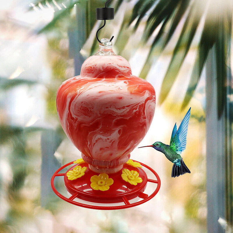 Plastic Bird Water Feeder Bottle Hanging Flower Hummingbird Feeder (Red)