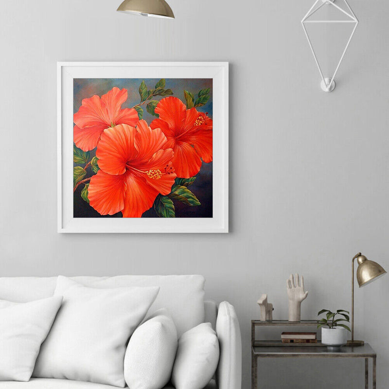DIY Embroidery Red Flowers Diamond Painting Cross Stitch Home Decoration Gift