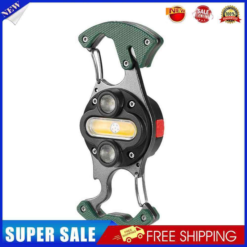 COB Work Light Keychain Flashlight Camping Bottle Can Opener LED (Green)