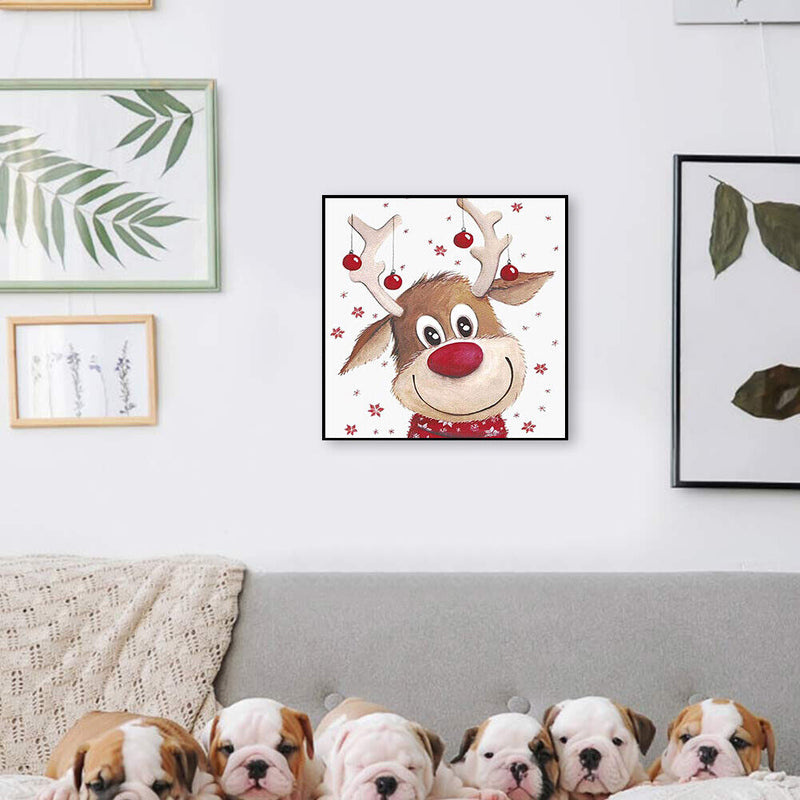 20X20cm Oil Paint By Numbers Christmas Elk Frameless Picture Crafts Home De
