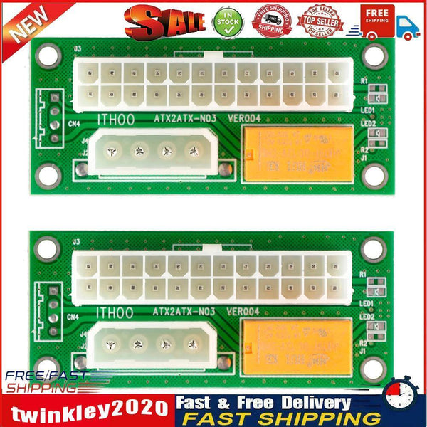 2pcs ATX 24Pin to SATA Molex 4Pin Dual PSU Power Card Newly