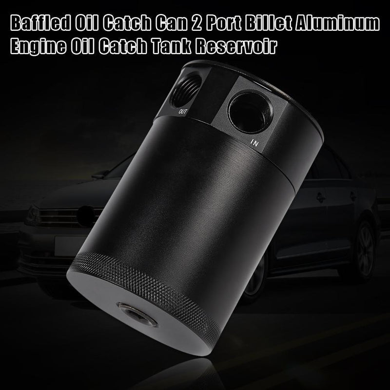 Baffled Oil Catch Can Reservoir 2 Port Ticket Aluminum Oil Catch Tank Universal