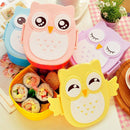 Cartoon Owl Lunch Box Food Fruit Storage Container Portable Bento Box(Blue)