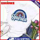 Independence Day Rainbow America Tea T-Shirt (White XXXL)