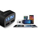 4 In 1 3.1A Dual USB Car Charger Adapter Voltmeter Blue Fahrenheit