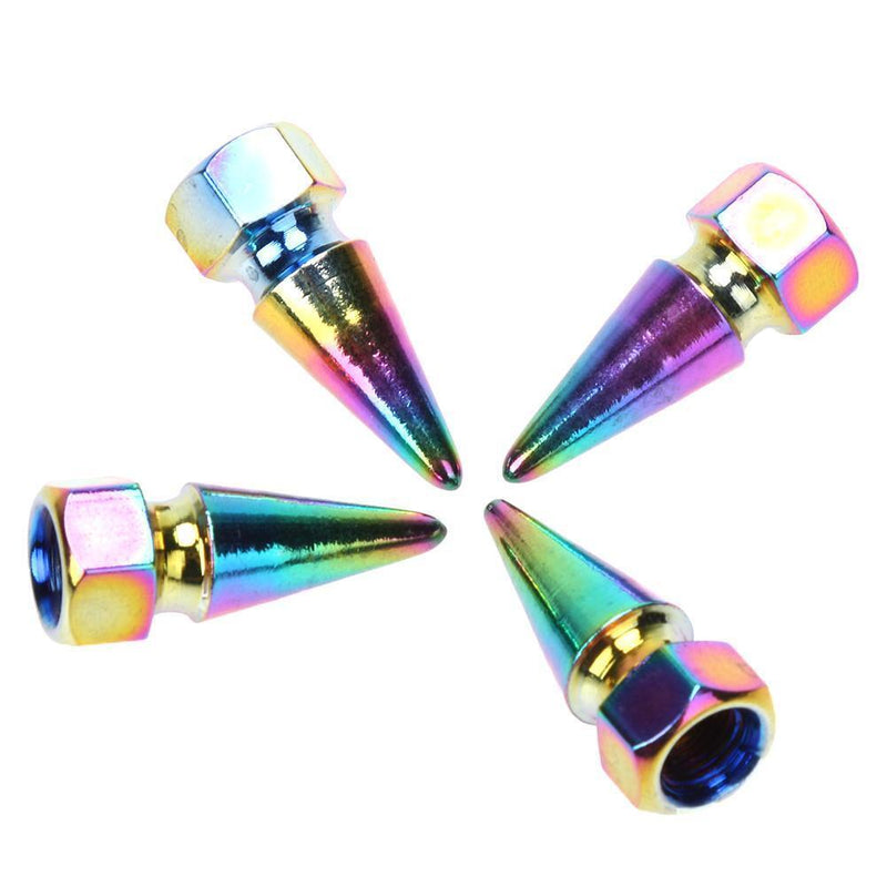 4pcs CNC Rainbow Color Car Wheel Tyre Tire Valve Stem Caps Dust Covers Newly