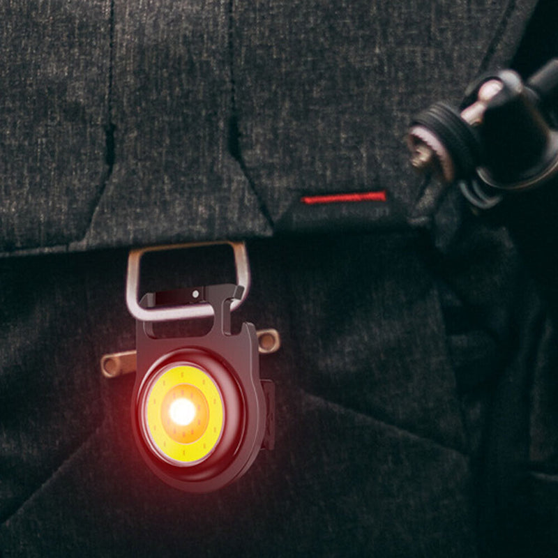 #A USB LED COB Keychain Torch Flashlight Portable Bottle Opener Hiking Work Ligh