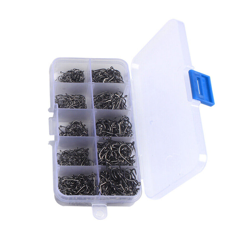 Mixed Sizes Fishing Hooks Set High Carbon Steel Sharp Barbed Hook (1000pcs)