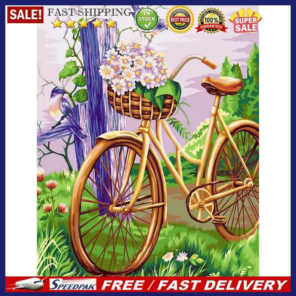 Lawn Bike Oil Paint By Numbers DIY Handpainted on Canvas Wall Art Gifts Unframed