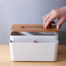 Tissue Box Wood Cover Napkin Holder Dispenser Home Desktop Paper Towel Storage