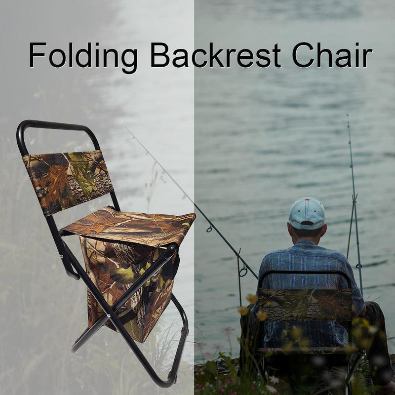 heummyo outdoor folding chair fishing chair seat stool with backrest storage bag