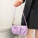 Fashion Women Chain Pleated Underarm Bag Ladies Solid Color Mini Handbag Purse