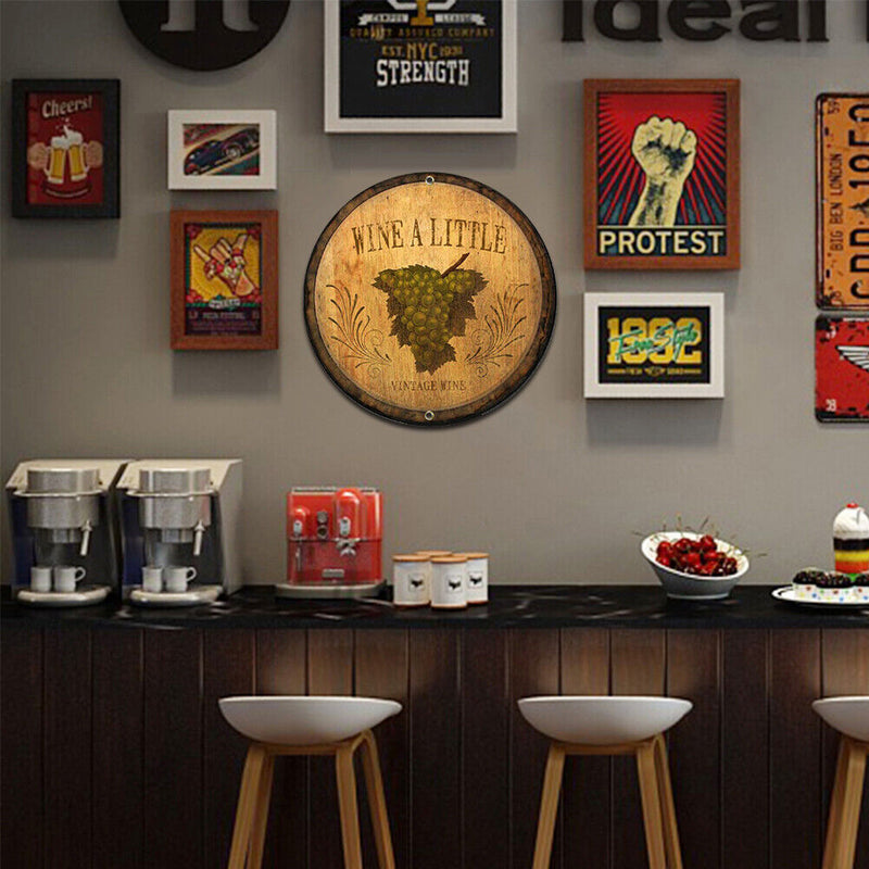 Wine Round Retro Metal Plate Tin Sign Plaque Poster for Bar Club Cafe Decor