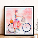 Riding Bicycle Girl DIY 5D Mosaic Full Round Drill Diamond Painting Picture