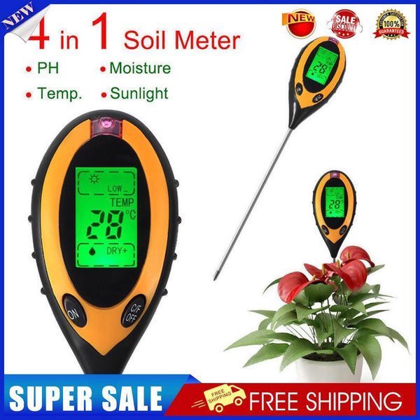 Professional 4 in 1 LCD Temperature Sunlight Moisture PH Garden Soil Tester