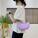 Fashion Lattice Pattern PU Hobos Bags Women Solid Crescent Shoulder Handbags