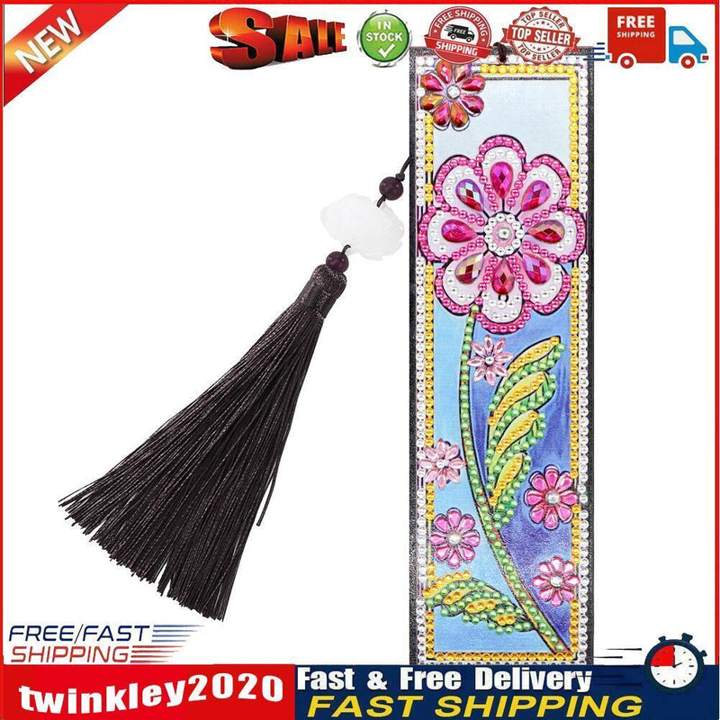 DIY Special Shaped Diamond Painting Cross Stitch Flower Leather Bookmarks Newly