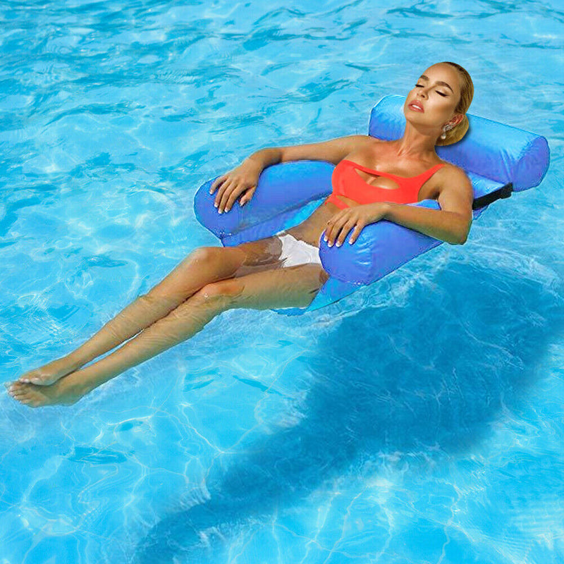 Floating Row Swimming Pool Inflatable Foldable Water Hammock Bed (Sky Blue)