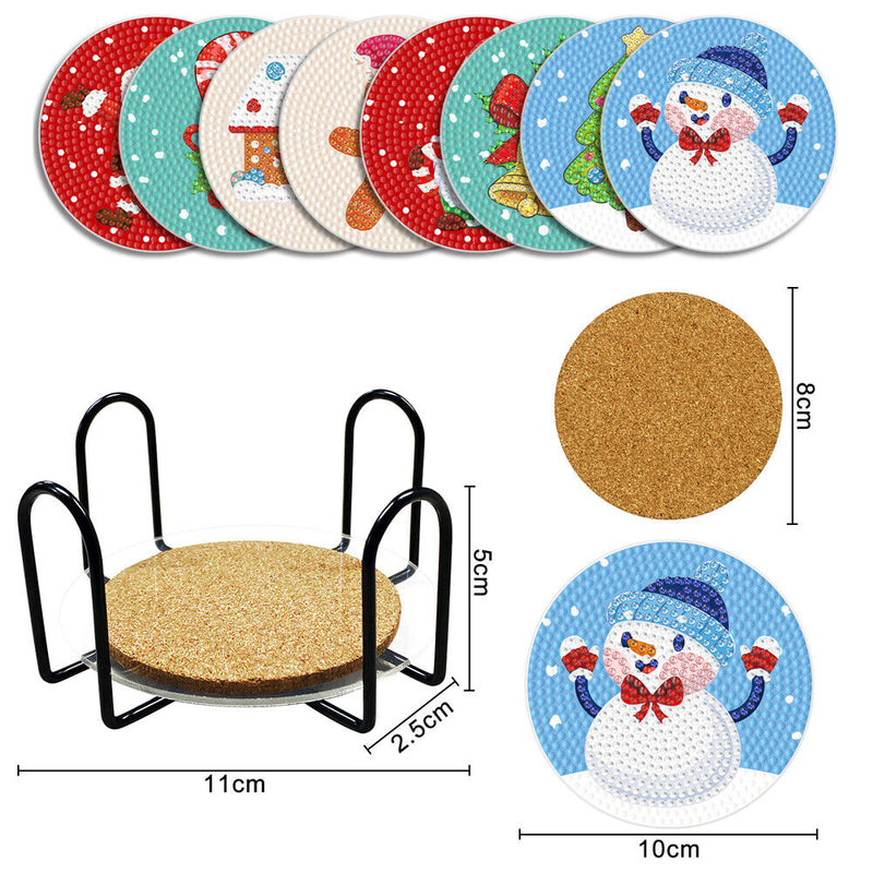 DIY Acrylic Diamond Coaster Set Christmas Style (8 Piece Set 1 Rack) (BD205)