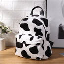 Fashion Winter Fluffy Women Soft Plush Printed Cow Backpack Girls School Bags