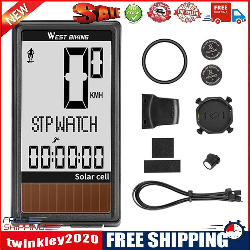 Wireless Solar Cell Bicycle Computer MTB Waterproof Speedometer Odometer