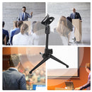 Foldable Desktop Microphone Tripod Stand Holder with Mic Clip for Meetings Live
