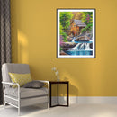 5D Diamond Painting Kit House Waterfall Full Round Drill Rhinestone DIY Art