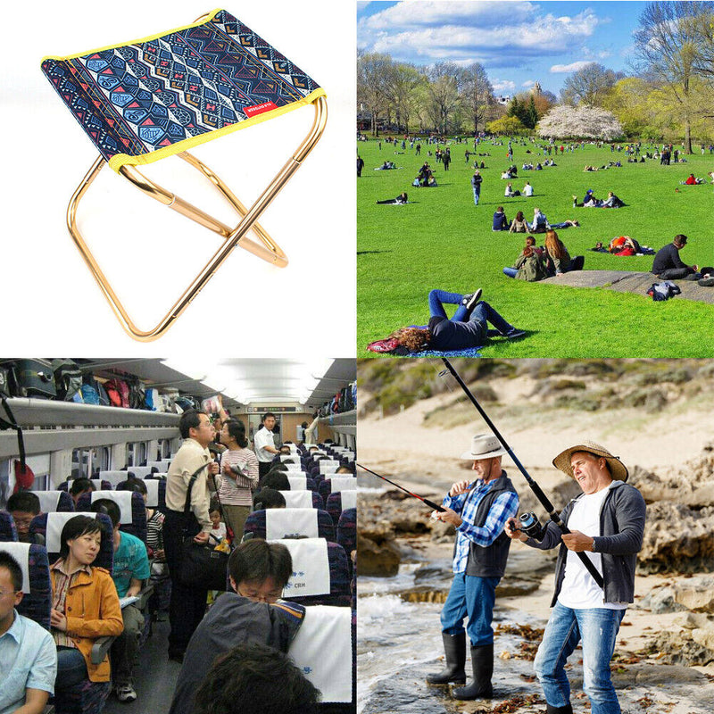 Portable Folding Small Stool Aluminum Alloy Train Mini Extended Seat (B) Newly