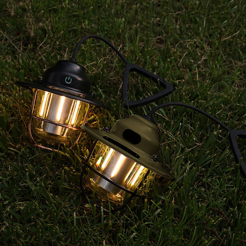 Rechargeable Retro LED Lanterns Lamp Hanging Emergency Camping Tent Flashligh