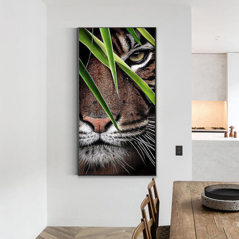 Paint By Numbers Kit DIY Tiger in Leaves Colouring Oil Art Picture Craft