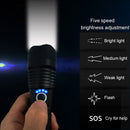 USB Rechargeable Super Bright Powerful Torch LED Super Bright Zoom Flashlight