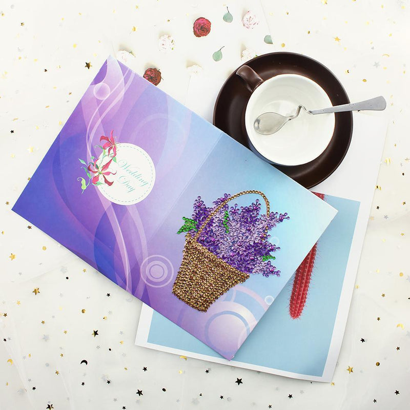 6pcs 5D DIY Diamond Painting Special-shaped Rhinestones Greeting Birthday Cards