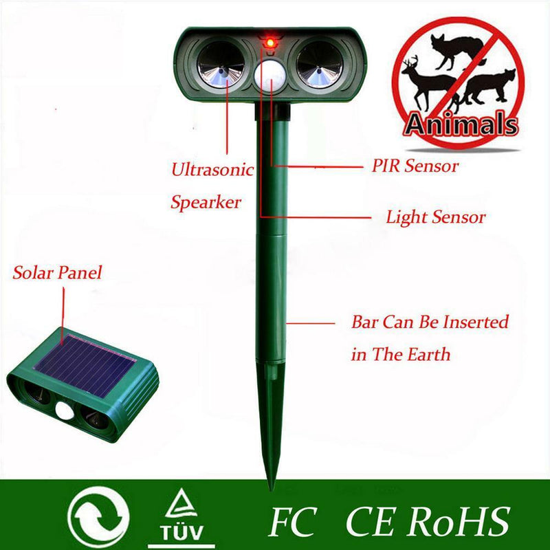 Ultrasonic Solar Garden Deterrent Repeller Animal Bird Cat Scarer Pest Fox Dog