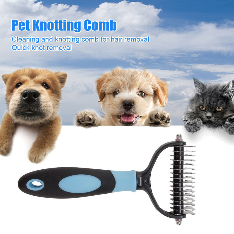 Pet Deshedding Brush Cat Dog Hair Grooming Comb Hair Shedding (Blue L) Newly