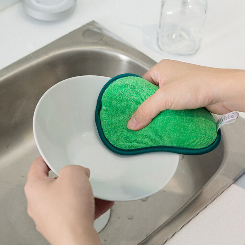 2 Sided Sponge Cleaning Cloth Kitchenware Pan Dish Scouring Pad Kitchen Gad