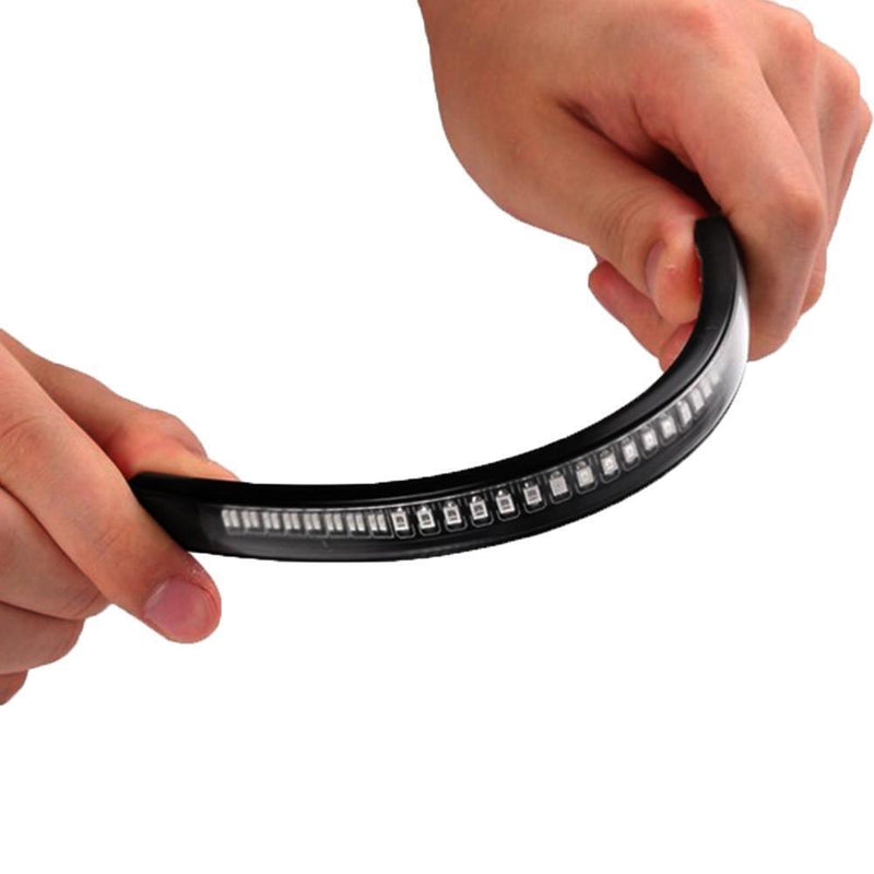 Motorcycle Flexible 48LED Brake Turn Signal Light Strip License Plate Tail Newly