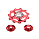 2pcs 11T Bike Aluminum Alloy Bearing Jockey Wheel Rear Derailleur(Red) A