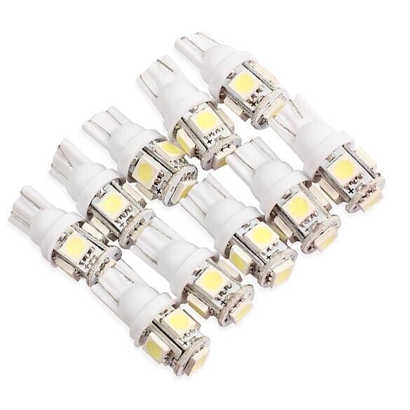 10PCS T10 5050 5SMD LED White Light Car Side Wedge Tail Light Lamp Bright Newly