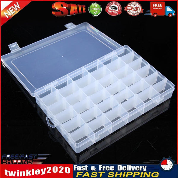 36 Grid Plastic Adjustable Jewelry Organizer Box Storage Container Case  Newly