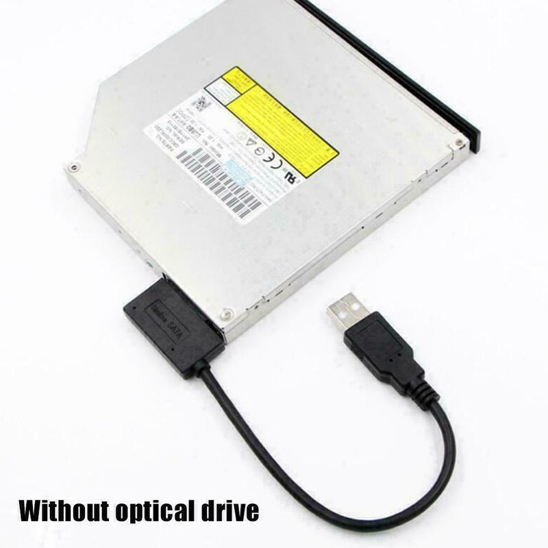 USB 2.0 to Slimline SATA 7+6 13pin Laptop CD DVD Optical Drive Adapter D2J0