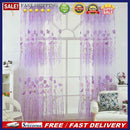 Offset Printing Sheer Curtain Yarn Tulle Window Screen Voile Panel(Purple)