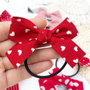 Red Bowknot Wave Point Cute Hair Rope Head Rope Double Horsetail Headwear