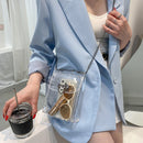 Fashion Women Solid Color Clear Messenger Bag Chain Small Handbags (White)