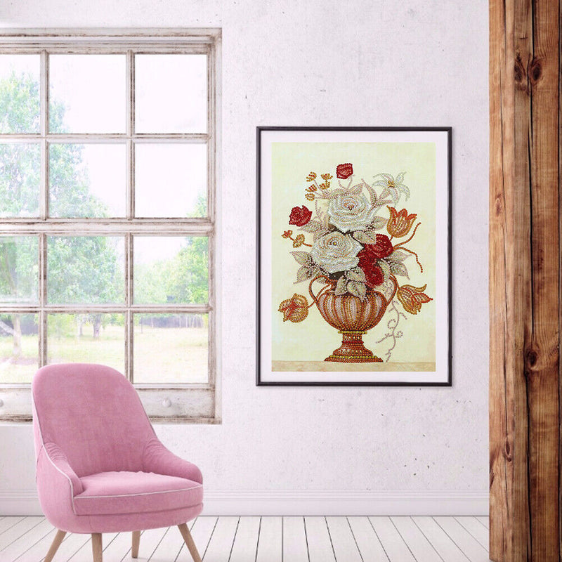Diamond Painting Flower Vase Partial Special Shape Wall Picture (s10309) Newly